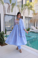 KA 1239 A Designer Blue Georgette Anarkali Suit