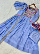KA 1239 A Designer Blue Georgette Anarkali Suit