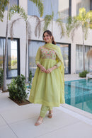 KA 1239 B Designer Lime Green Georgette Anarkali Suit