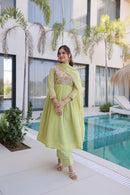 KA 1239 B Designer Lime Green Georgette Anarkali Suit