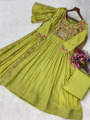 KA 1239 B Designer Lime Green Georgette Anarkali Suit