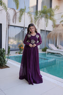 KA 1222 A Premium Deep Purple Georgette Anarkali Gown