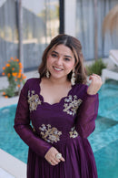KA 1222 A Premium Deep Purple Georgette Anarkali Gown