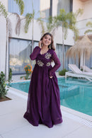 KA 1222 A Premium Deep Purple Georgette Anarkali Gown