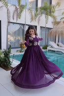 KA 1222 A Premium Deep Purple Georgette Anarkali Gown