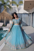 LW 7161 B Attractive Multi Thread Embroidery Work Lehenga