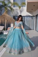 LW 7161 B Attractive Multi Thread Embroidery Work Lehenga