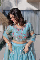 LW 7161 B Attractive Multi Thread Embroidery Work Lehenga