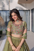 LW 7161 A Attractive Multi Thread Embroidery Work Lehenga