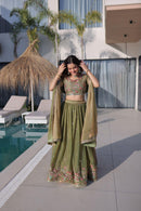 LW 7161 A Attractive Multi Thread Embroidery Work Lehenga