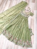 LW 7161 A Attractive Multi Thread Embroidery Work Lehenga
