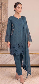 Hoor Tex 862 D Slate Gray Heavy Cotton Embroidered Work Pakistani Suit