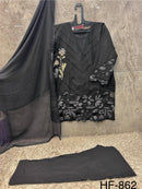 Hoor Tex 862 A Black Heavy Cotton Embroidered Work Pakistani Suit