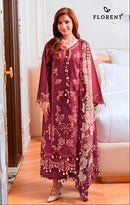 Florent 1093 A Maslin Cotton Heavy Embroidery Work Pakistani Suit
