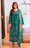 Florent 1093 B Maslin Cotton Heavy Embroidery Work Pakistani Suit