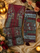 Shree Fabs 366 Maroon Viscous Maslin Printed Pakistani Suit