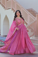 LW 9240 B Purple Embroidered Anarkali Gown