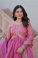 LW 9240 B Purple Embroidered Anarkali Gown