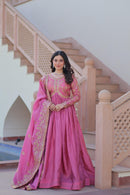 LW 9240 B Purple Embroidered Anarkali Gown