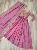 LW 9240 B Purple Embroidered Anarkali Gown