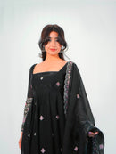 SSC 721 B Designer Black Organza Anarkali Suit