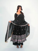 SSC 721 B Designer Black Organza Anarkali Suit