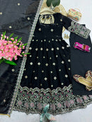 SSC 721 B Designer Black Organza Anarkali Suit