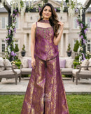 Shivali Royal Purple Jacquard Palazzo Suit Set