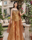 Shivali Royal Golden Jacquard Palazzo Suit Set