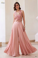 Alizeh 9017 Designer Blush Rose Silk Palazzo Co Ord Set