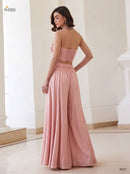 Alizeh 9017 Designer Blush Rose Silk Palazzo Co Ord Set