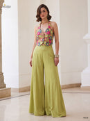 Alizeh 9018 Designer Olive Green Silk Palazzo Co Ord Set