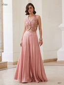 Alizeh 9017 Designer Blush Rose Silk Palazzo Co Ord Set