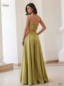 Alizeh 9018 Designer Olive Green Silk Palazzo Co Ord Set