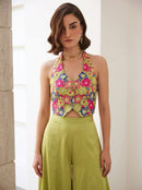 Alizeh 9018 Designer Olive Green Silk Palazzo Co Ord Set