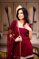 SRK 5250 Designer Wine Red Georgette Palazzo Suit