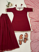 SRK 5250 Designer Wine Red Georgette Palazzo Suit