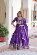 KA 5059 Premium Festive Wear Royal Violet Silk Lehenga