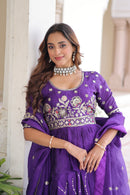 KA 5059 Premium Festive Wear Royal Violet Silk Lehenga