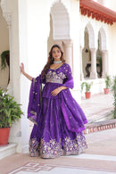KA 5059 Premium Festive Wear Royal Violet Silk Lehenga