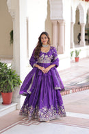 KA 5059 Premium Festive Wear Royal Violet Silk Lehenga