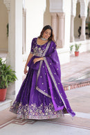 KA 5059 Premium Festive Wear Royal Violet Silk Lehenga