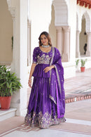 KA 5059 Premium Festive Wear Royal Violet Silk Lehenga
