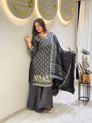 AR 101 E Designer Black Tissue Silk Sharara Suit