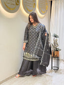 AR 101 E Designer Black Tissue Silk Sharara Suit