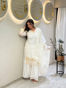 AR 101 D Designer White Tissue Silk Sharara Suit