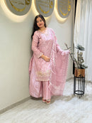 AR 101 C Designer Blush Pink Tissue Silk Sharara Suit