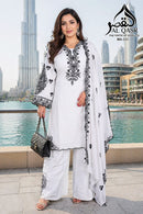 Al Qasr MA 333 A Premium White Embroidered Work  Pakistani Suit
