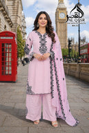 Al Qasr MA 333 B Premium Baby Pink Embroidered Work  Pakistani Suit
