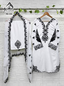 Al Qasr MA 333 A Premium White Embroidered Work  Pakistani Suit